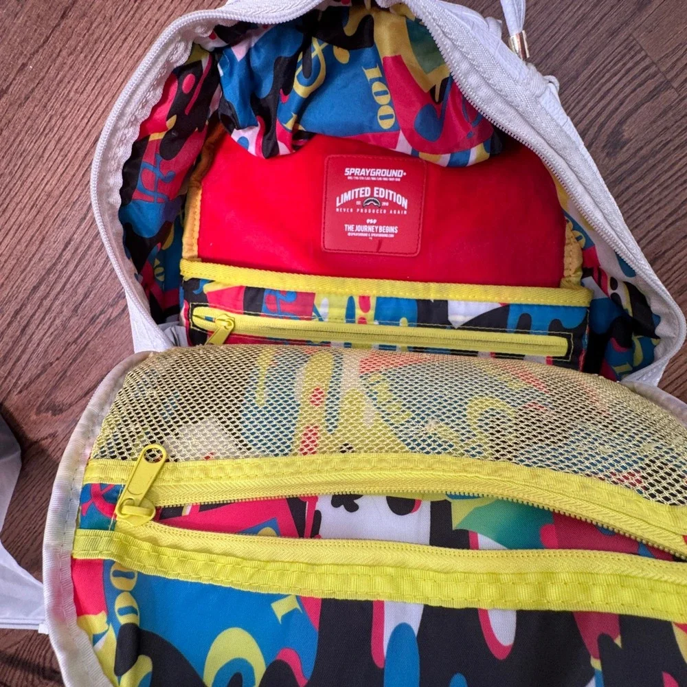 Sprayground Backpack Limited Edition Woven Shark Mouth White Streetwear 18x14